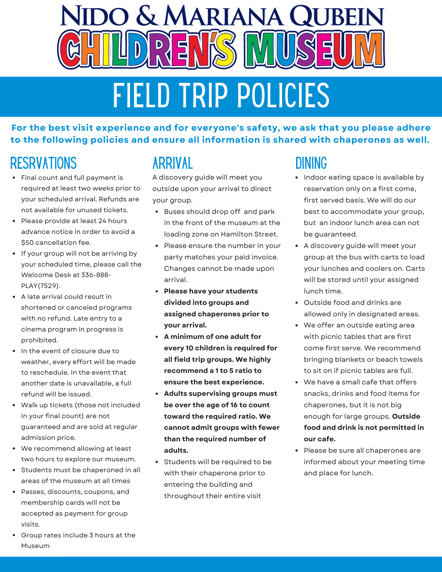 Policies and FAQ’s