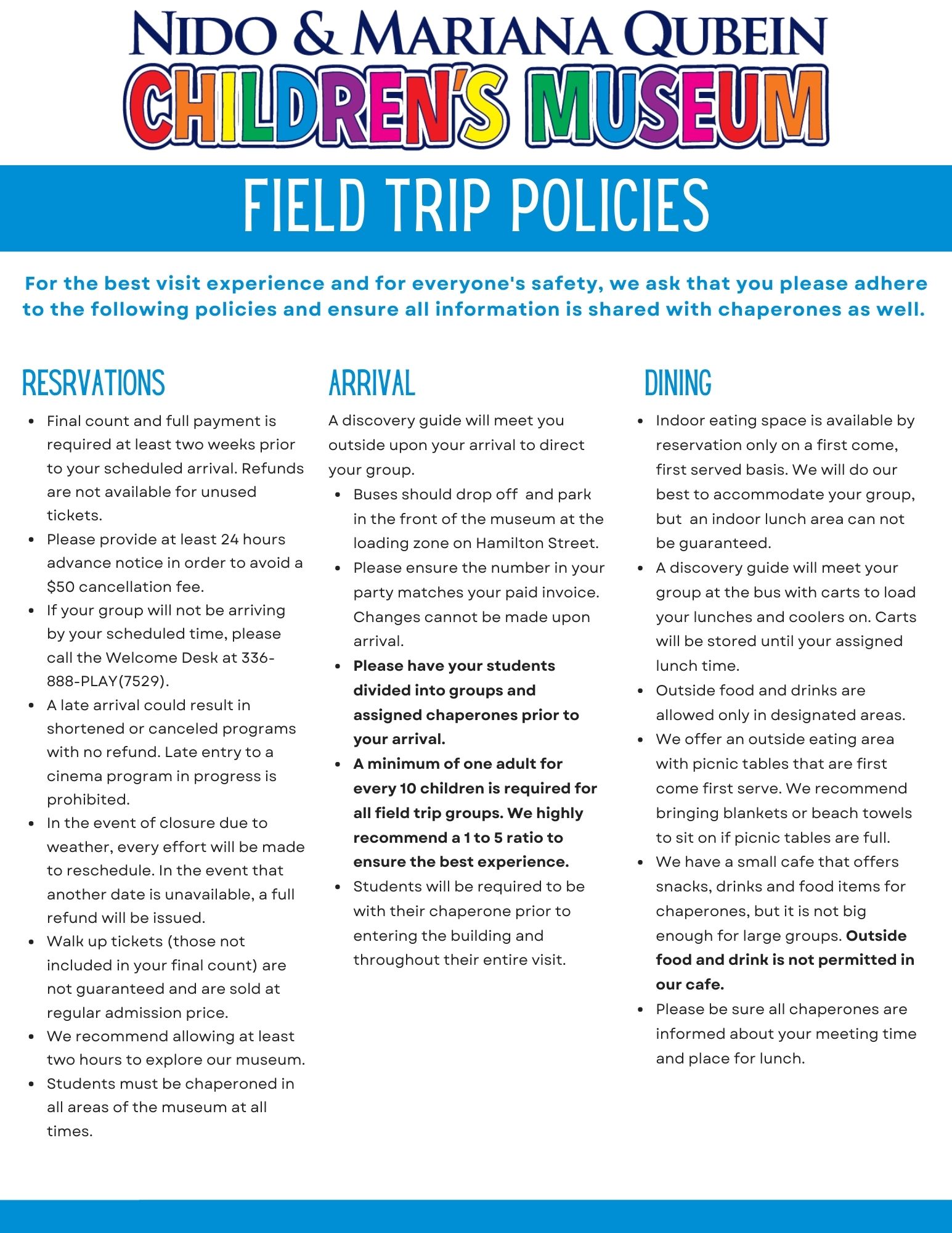 Field Trip Policies 