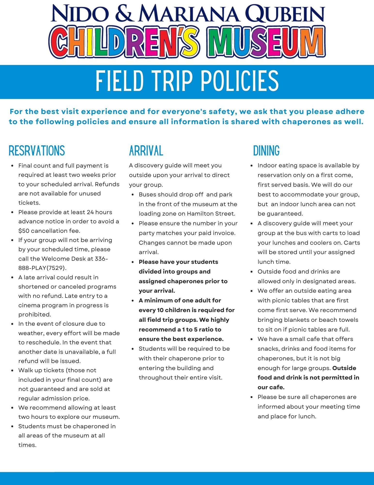 Field Trip Policies